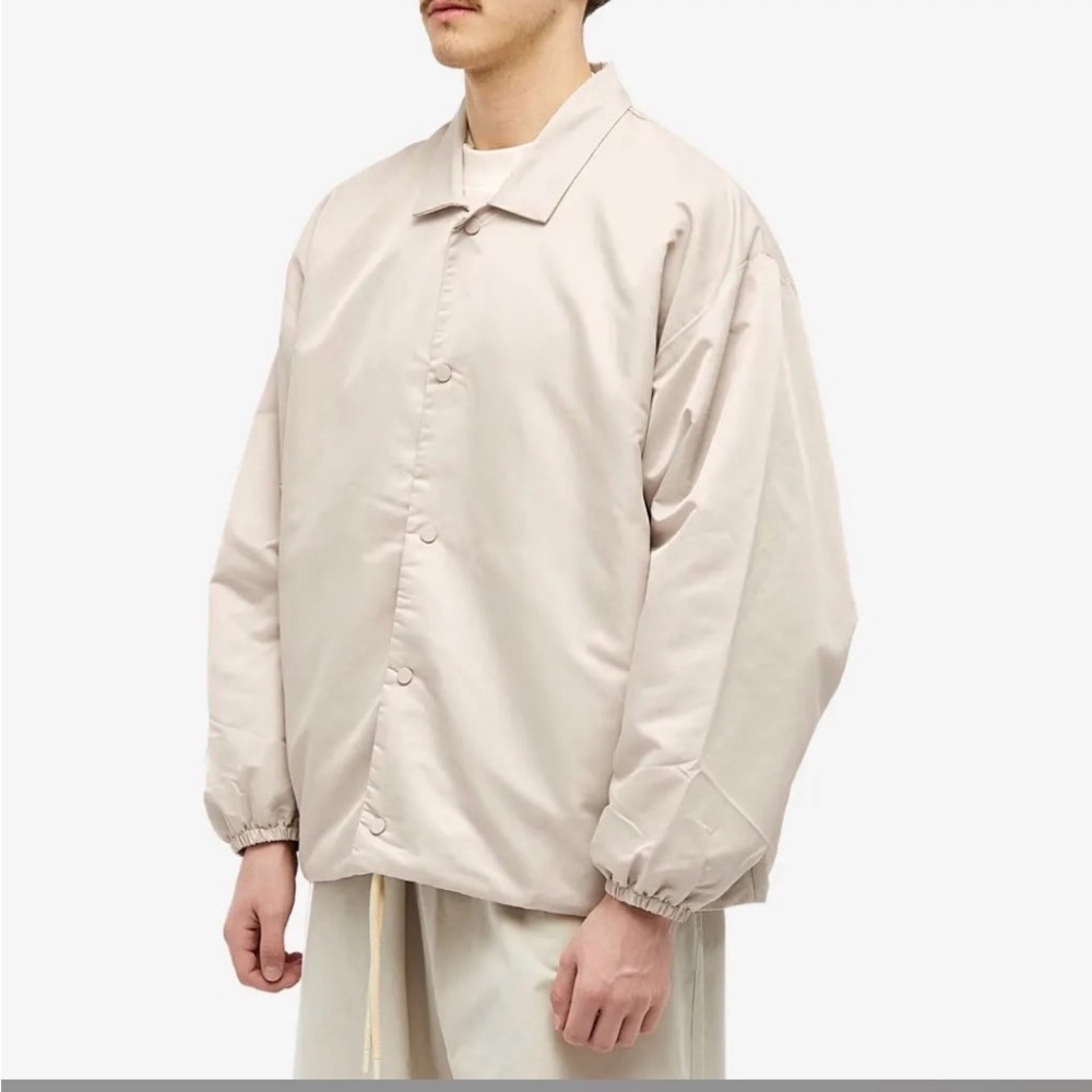 NWT Fear of God Essentials Coaches Jacket beige silver could sz medium M